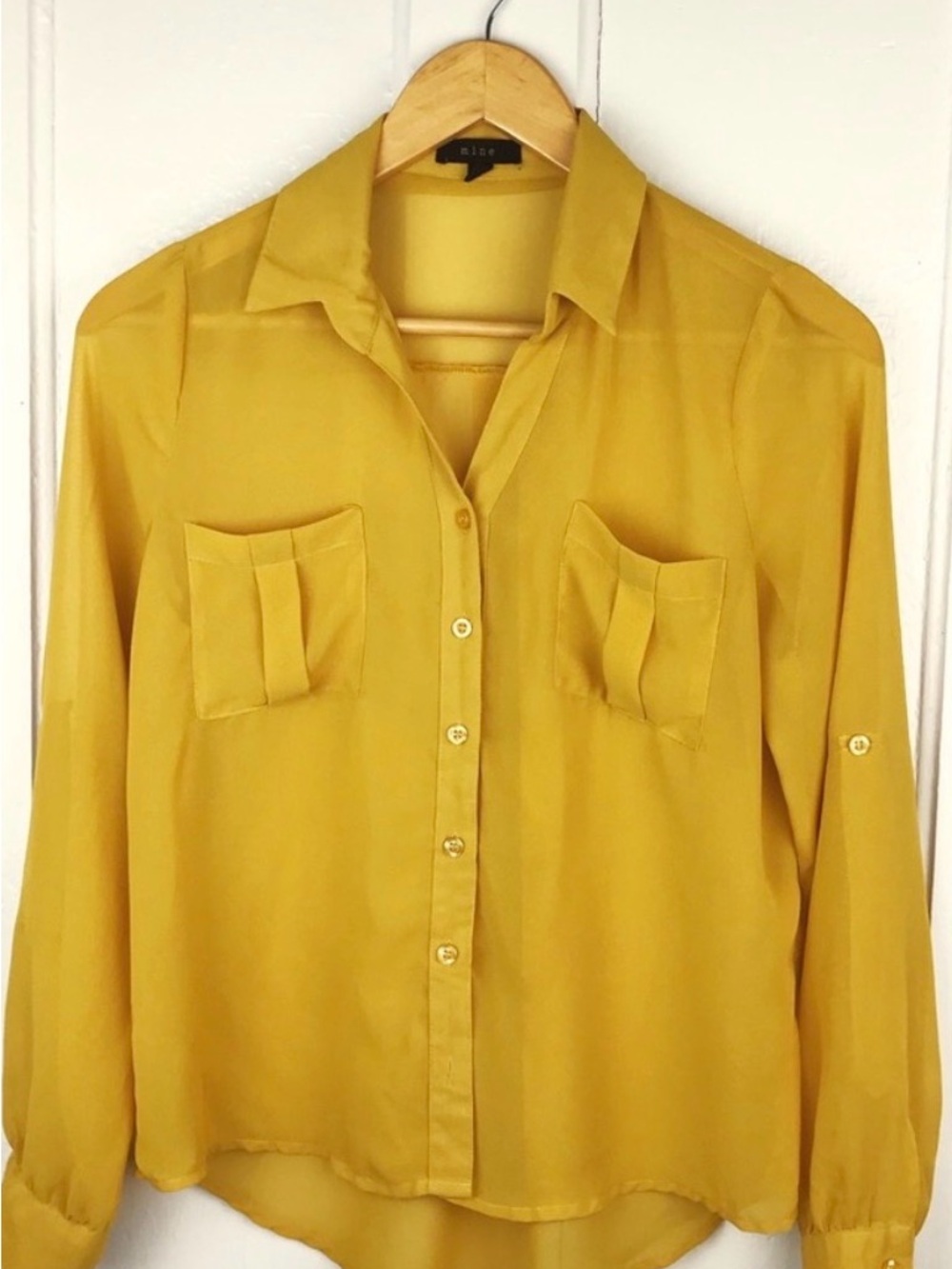 mine Mustard Yellow Button-Down Shirt with Chest Pockets
